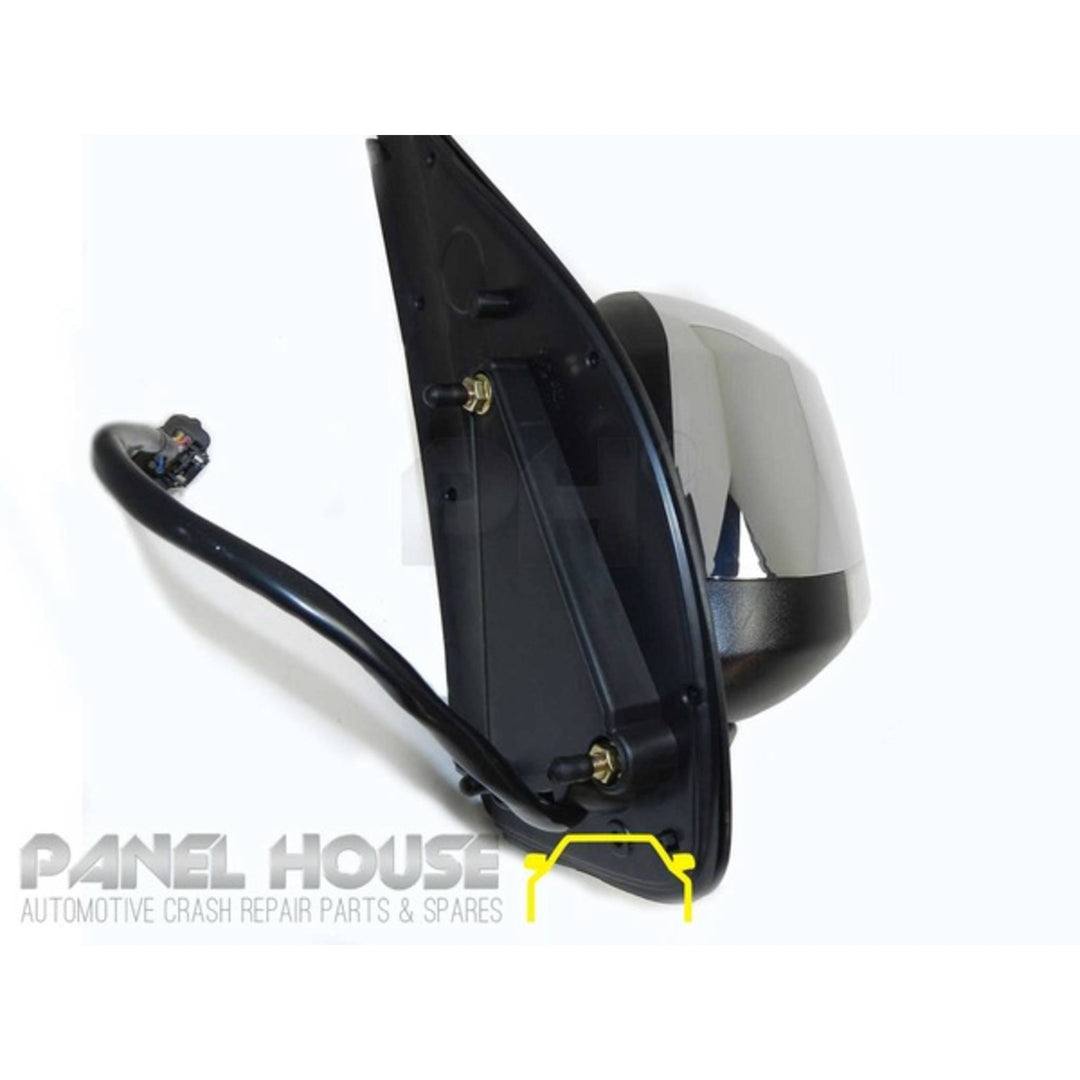 Door Mirrors PAIR Chrome Auto Fold Heated Puddle Light fits Nissan Navara D40 2007-2014