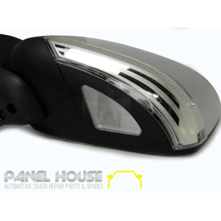 Door Mirrors PAIR Chrome Auto Fold Heated Puddle Light fits Nissan Navara D40 2007-2014