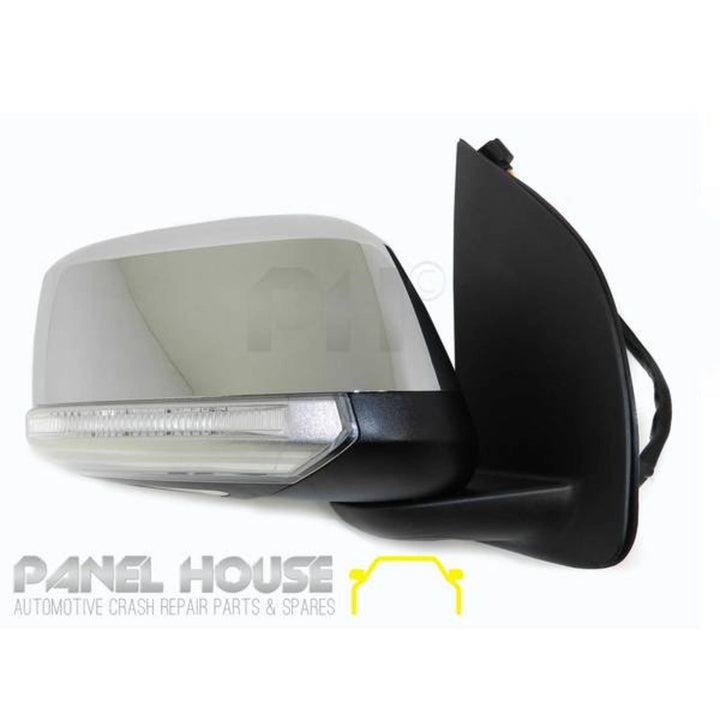 Door Mirrors PAIR Chrome Auto Fold Heated Puddle Light fits Nissan Navara D40 2007-2014