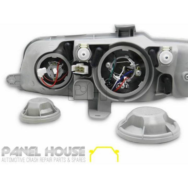 Headlights PAIR Chrome fits Holden Commodore VX VU 2000 - 2002