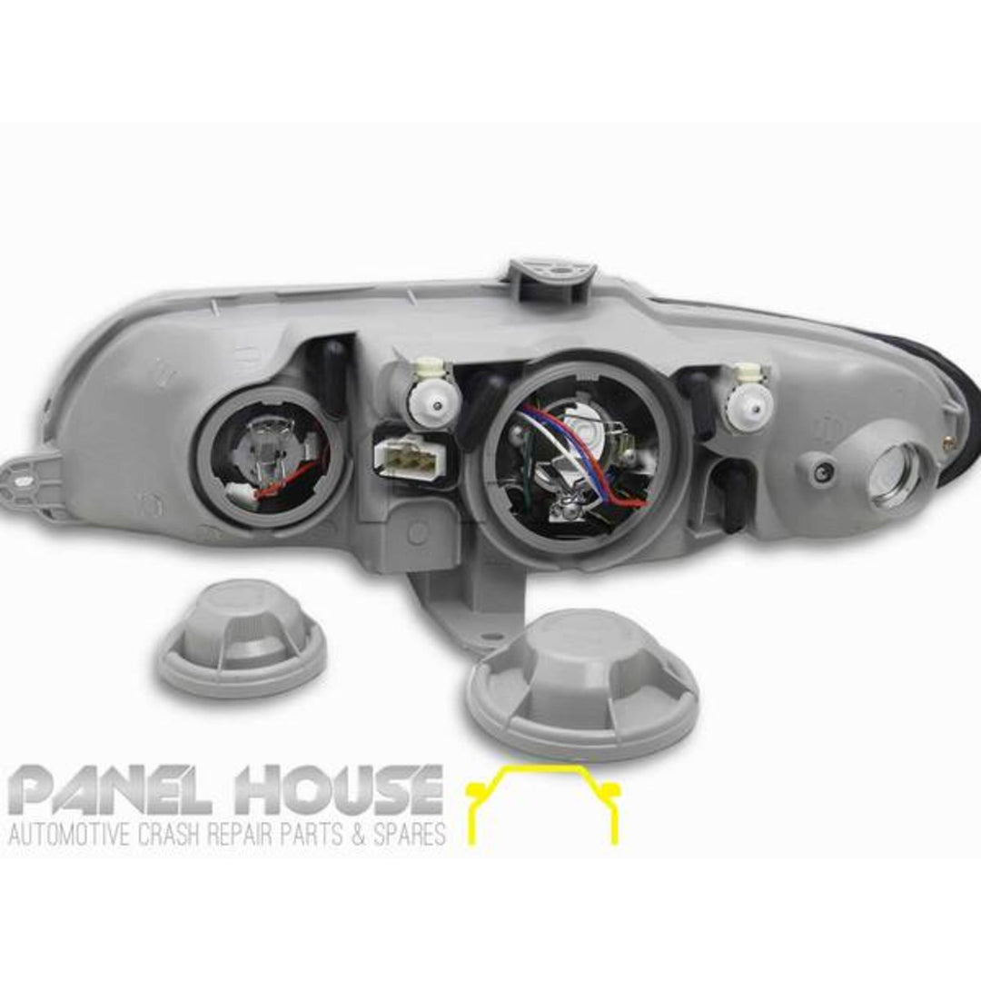 Headlights PAIR Black SS Style fits Holden Commodore VX VU 2000 - 2002