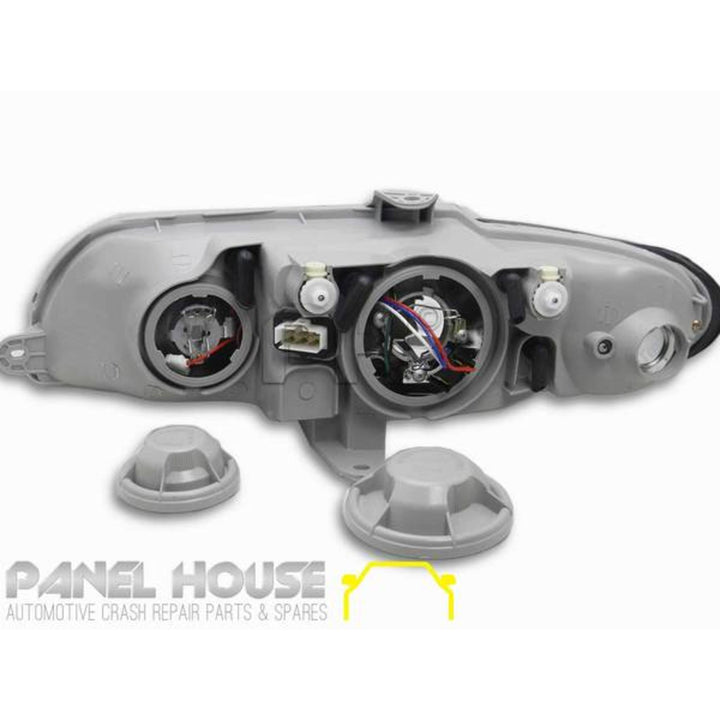 Headlights PAIR Black SS Style fits Holden Commodore VX VU 2000 - 2002