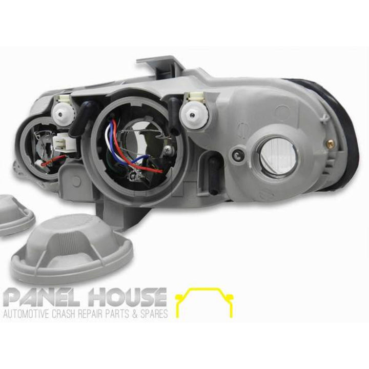 Headlights PAIR Black SS Style fits Holden Commodore VX VU 2000 - 2002