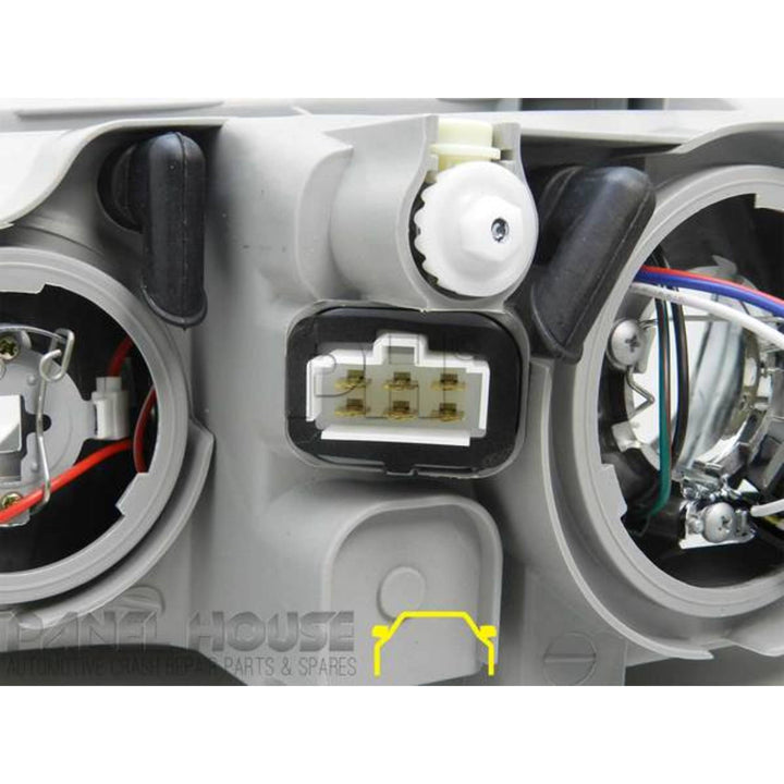 Headlights PAIR Black SS Style fits Holden Commodore VX VU 2000 - 2002