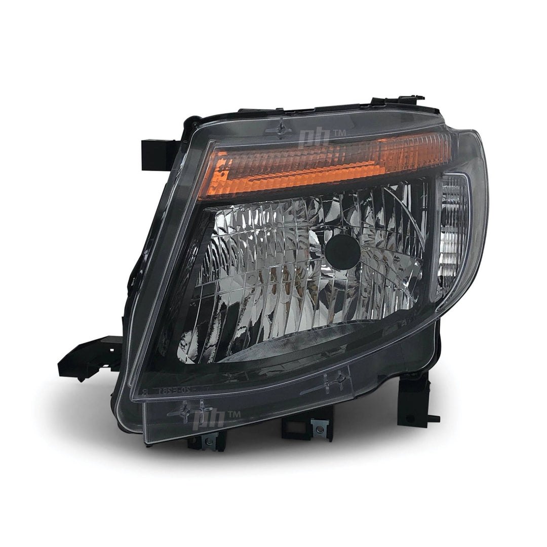 Headlights Black PAIR fits Ford Ranger PX MK1 XL XLT WILDTRAK 2011 - 2015