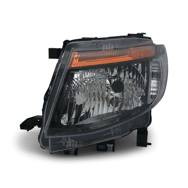 Headlights Black PAIR fits Ford Ranger PX MK1 XL XLT WILDTRAK 2011 - 2015