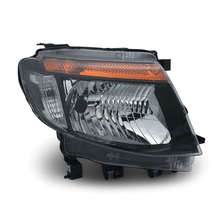 Headlights Black PAIR fits Ford Ranger PX MK1 XL XLT WILDTRAK 2011 - 2015