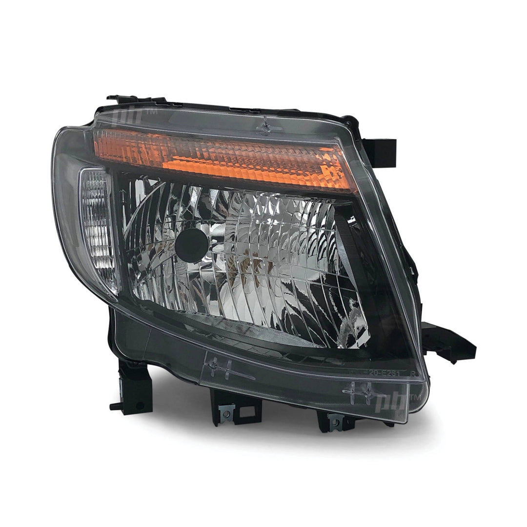 Headlights Black PAIR fits Ford Ranger PX MK1 XL XLT WILDTRAK 2011 - 2015