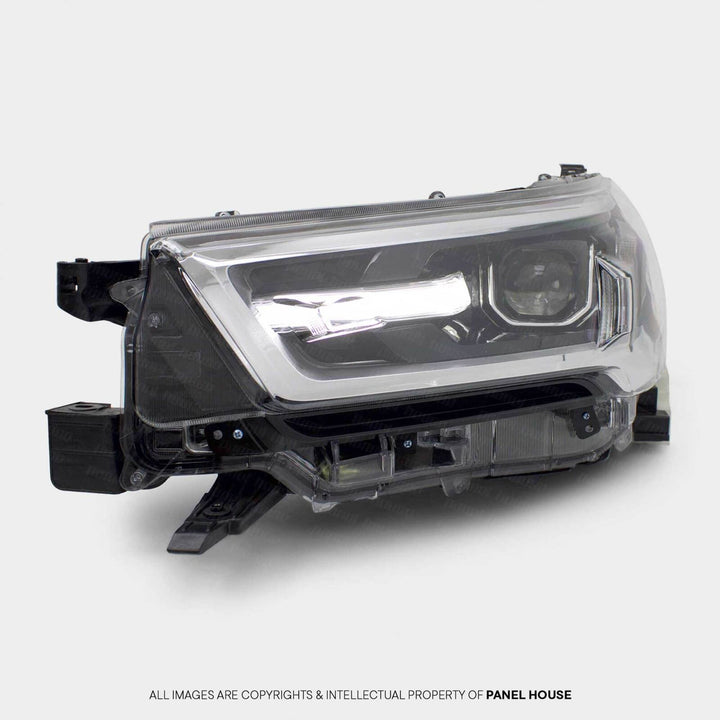 Headlights PAIR LED Black & Chrome fits Toyota Hilux N80 06/2020 - 2024