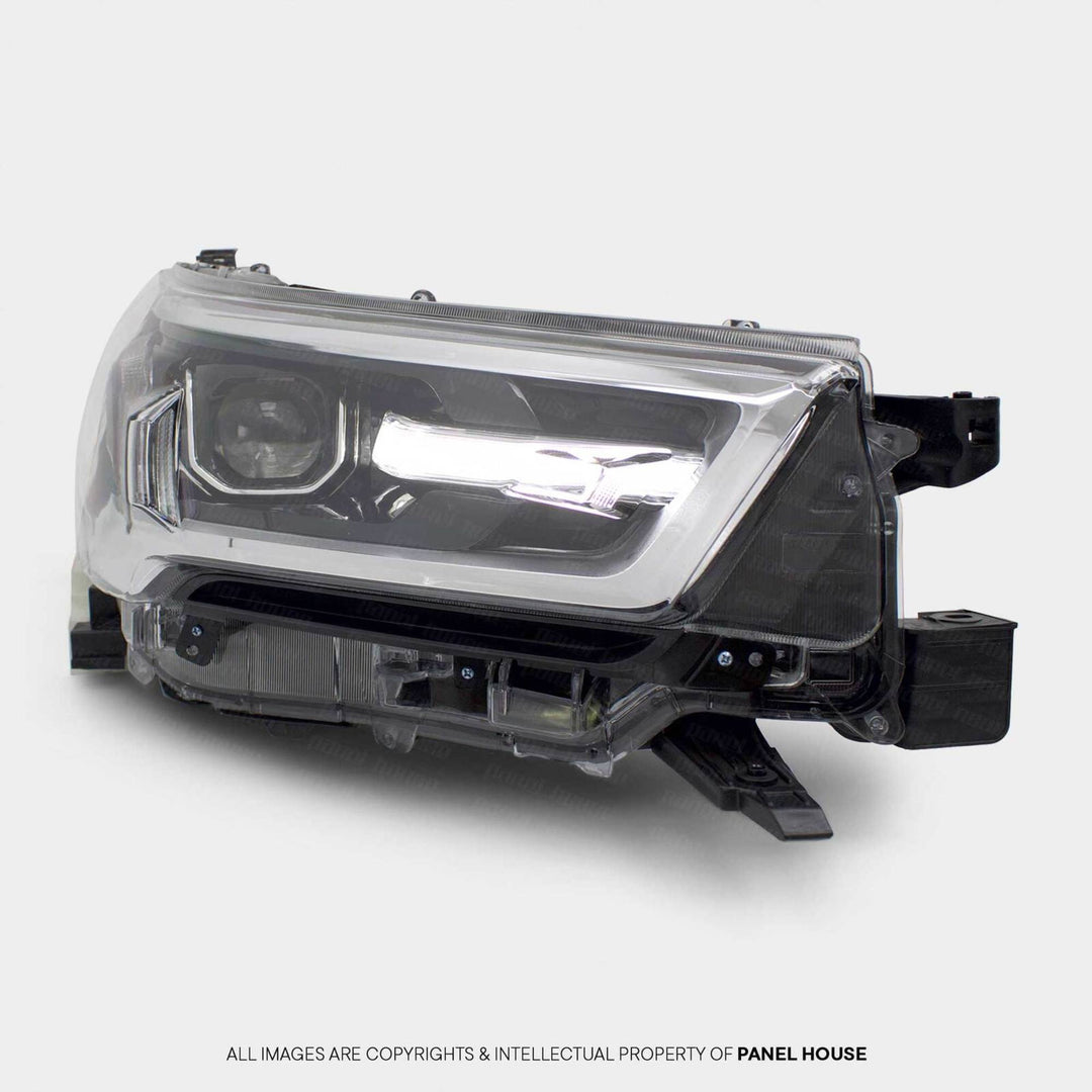Headlights PAIR LED Black & Chrome fits Toyota Hilux N80 06/2020 - 2024