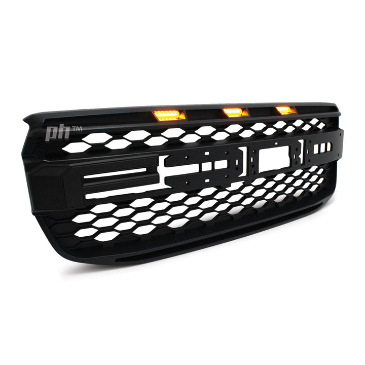 Black F Style Grill With Amber LED fits Ford Ranger Next Gen T9 2022- XL XLS