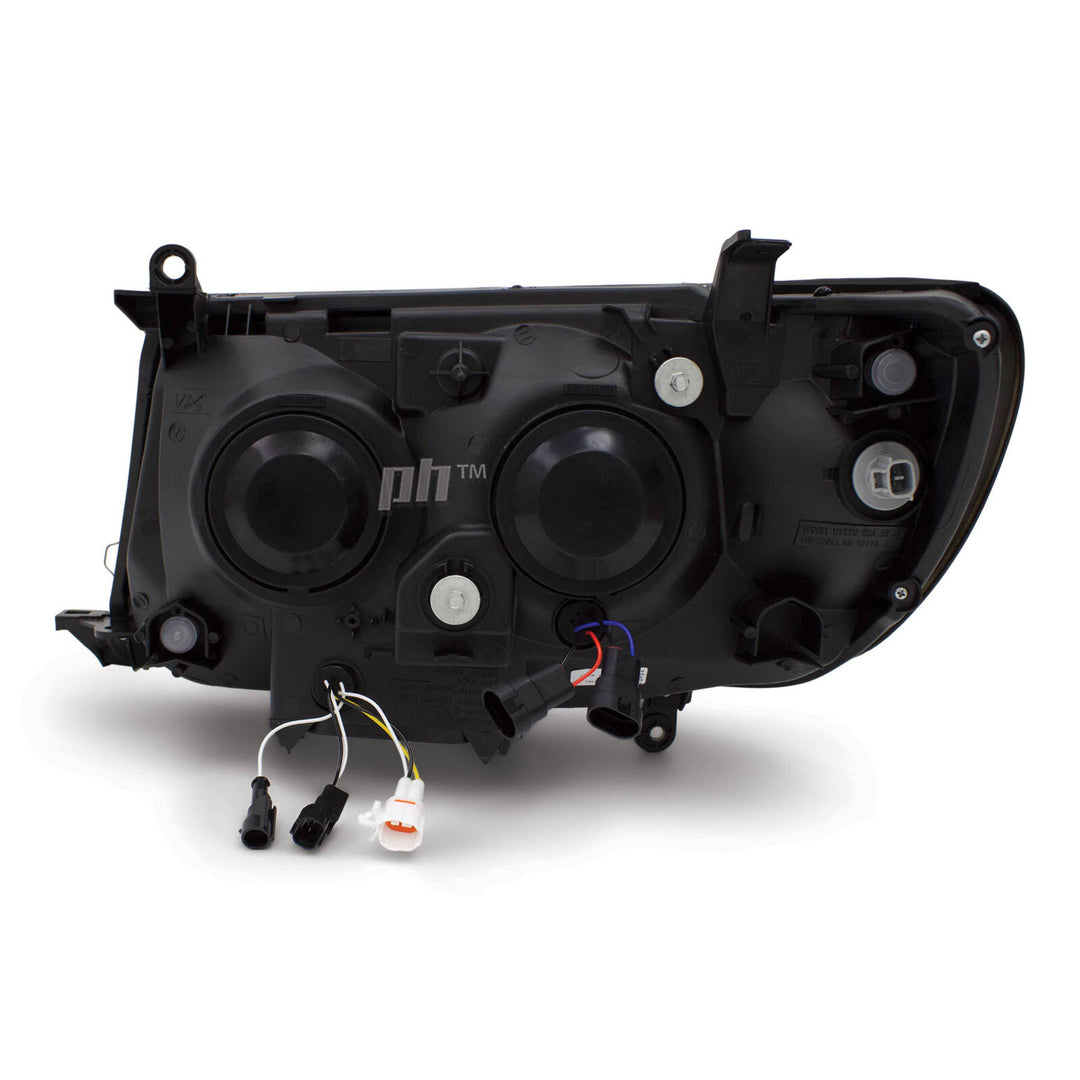 Headlights PAIR BLACK LED Triple Projector fits Toyota Landcruiser 100 Series 1998 - 2007