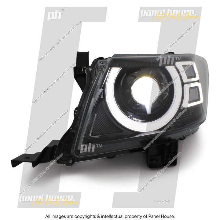 DEFEND-R DRL Full LED Black Projector Headlights PAIR fits Toyota Hilux N70 2011 - 2015
