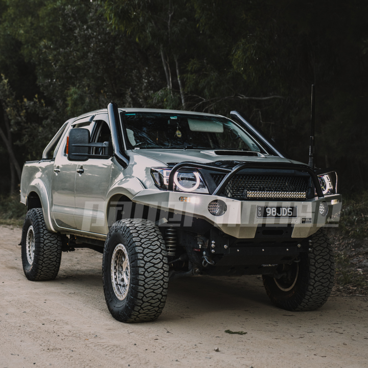 DEFEND-R DRL Full LED Black Projector Headlights PAIR fits Toyota Hilux N70 2011 - 2015