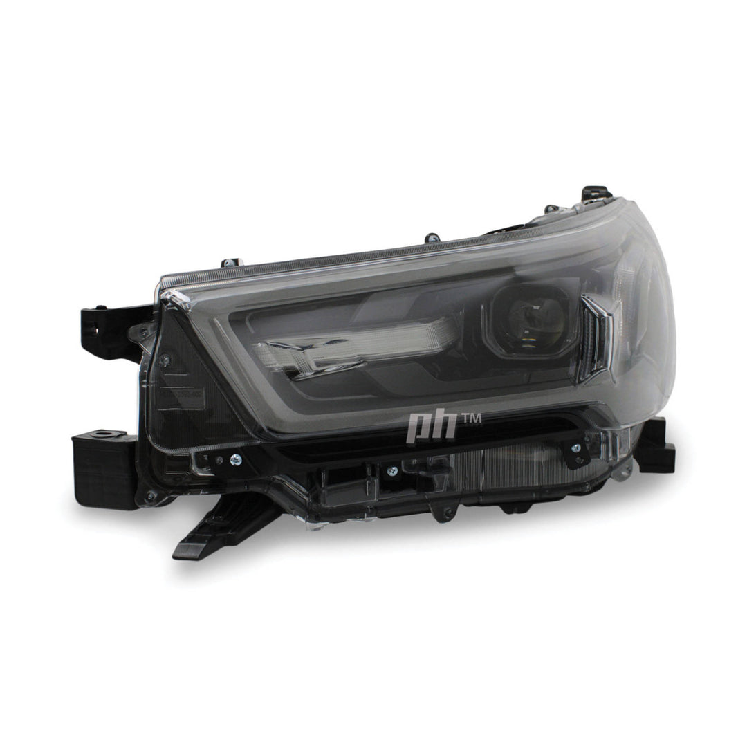 Headlights PAIR LED Black & Grey fits Toyota Hilux N80 SR5 Rogue 06/2020 - 2024
