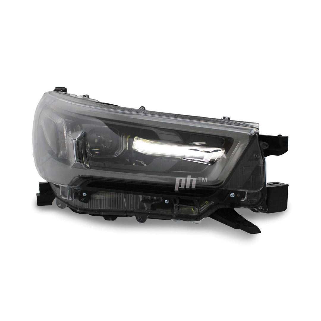 Headlights PAIR LED Black & Grey fits Toyota Hilux N80 SR5 Rogue 06/2020 - 2024