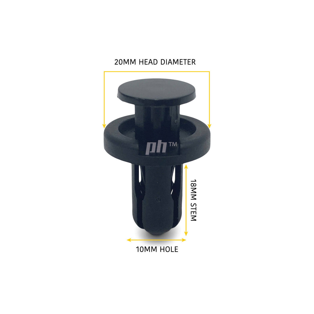 Long Push In Retainer Clip x5 10mm Hole fits Toyota Models
