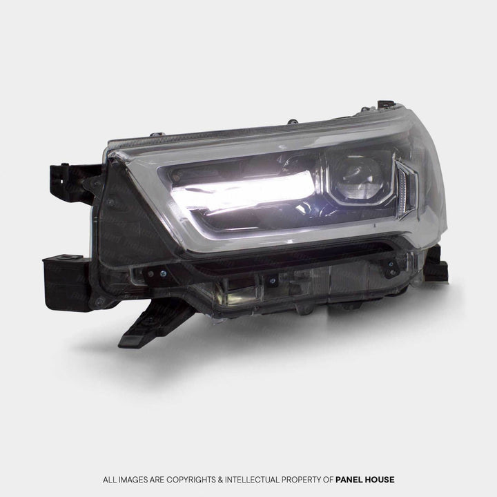 Headlights PAIR LED Black & Chrome fits Toyota Hilux N80 06/2020 - 2024
