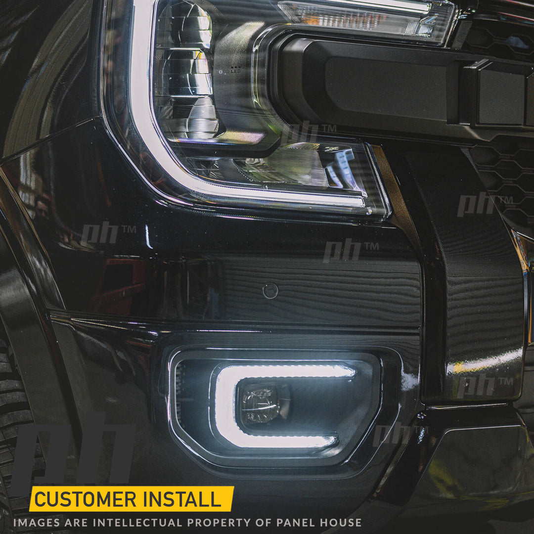 Chrome Trim Fog Light Surrounds With DRL PAIR fits Ford Ranger NEXT GEN 2022- XL XLS XLT Sport
