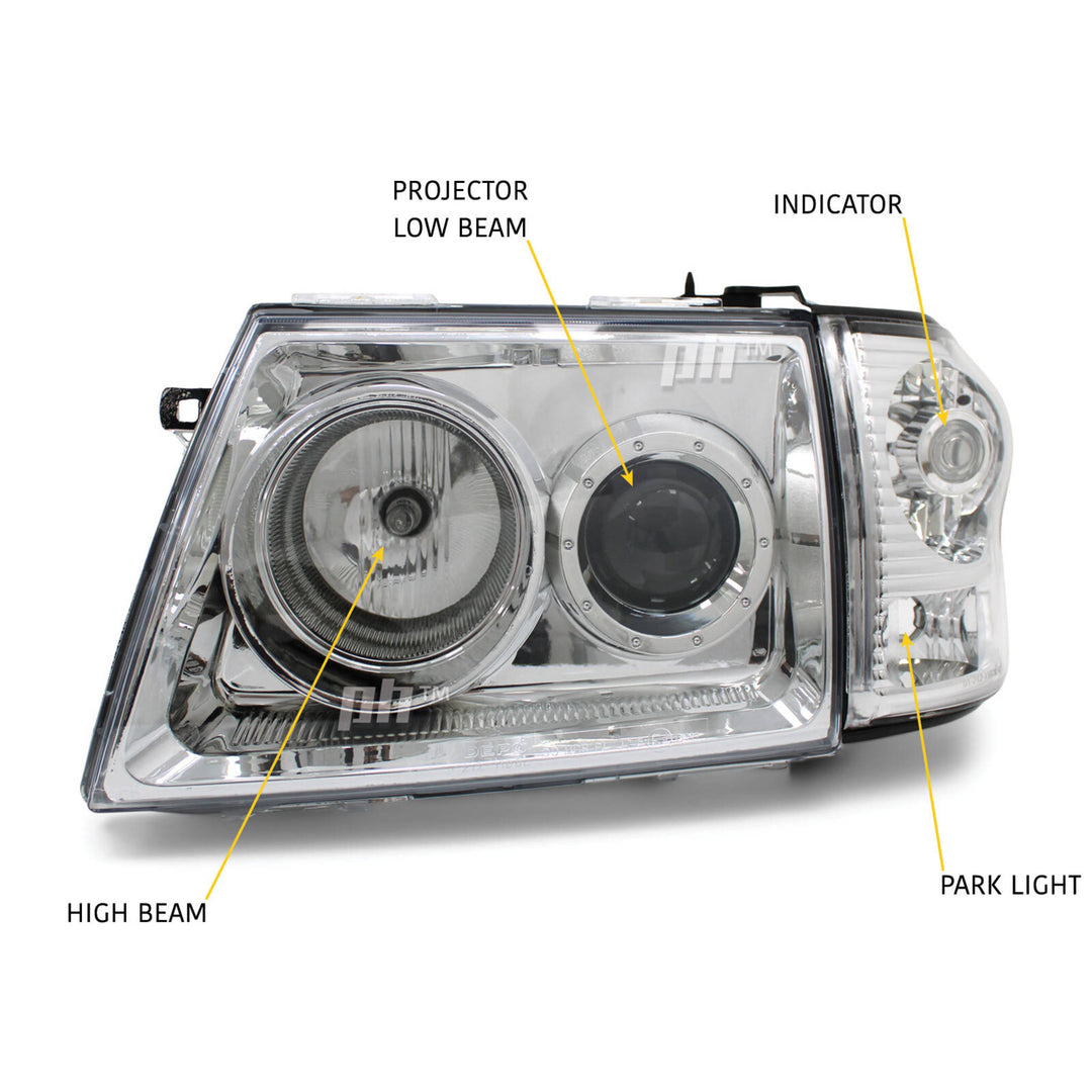Headlight & Corner Light SET CHROME Projector Fits Toyota Hilux SR5 2001 - 2005