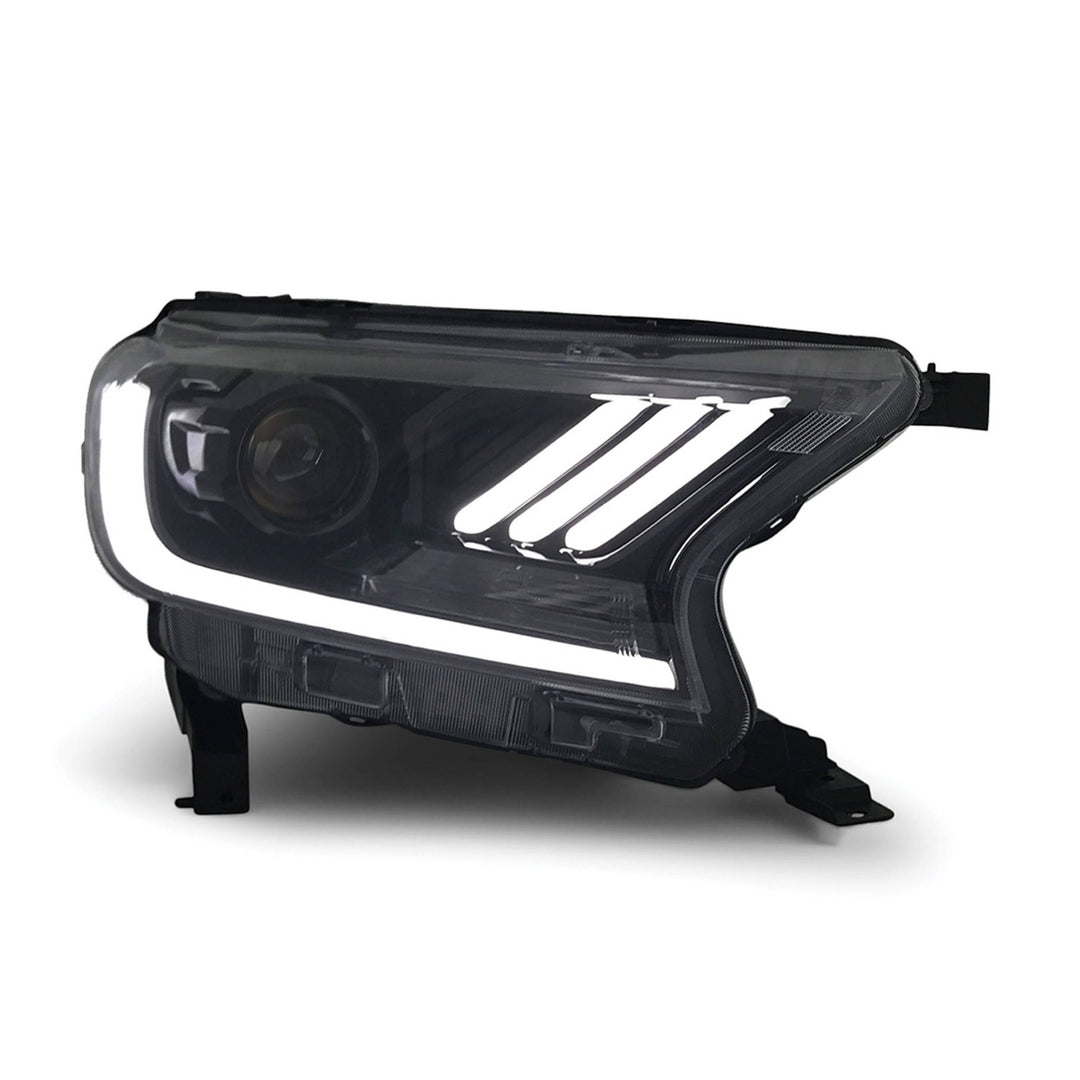 Headlights Black PAIR LED Sequential Indicator fits Ford Ranger PX MK2 MK3 2015 - 2022