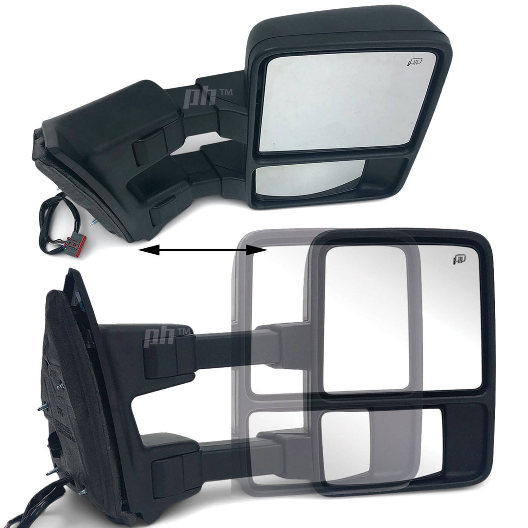Extendable Towing Mirrors PAIR Heated Indicator fits Ford F250 350 2008 - 2015