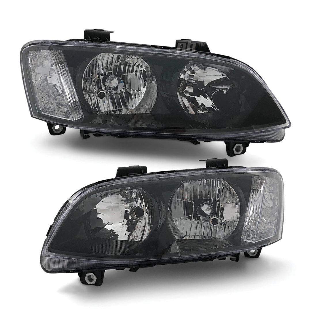 Headlights Black PAIR fits Holden Commodore VE SS SV6 2010 - 2013