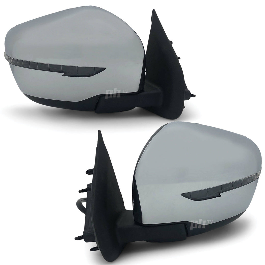 Door Mirrors PAIR Chrome Electric Indicator fits Nissan Navara D23 NP300 2015-2020