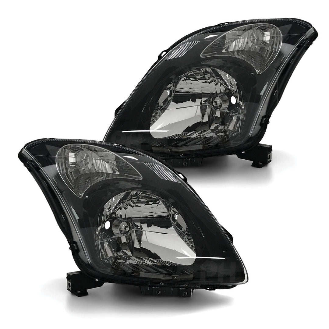 Headlights Black PAIR Fits Suzuki Swift Sport RS416 2005 - 2010