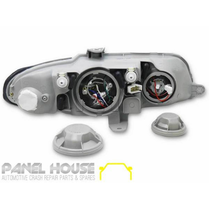 Headlights PAIR Chrome fits Holden Commodore VX VU 2000 - 2002