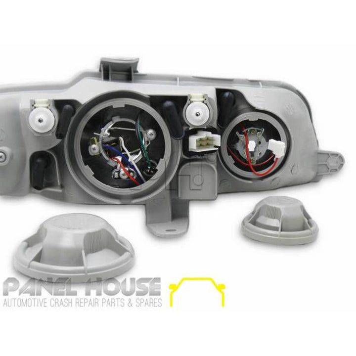Headlights PAIR Chrome fits Holden Commodore VX VU 2000 - 2002