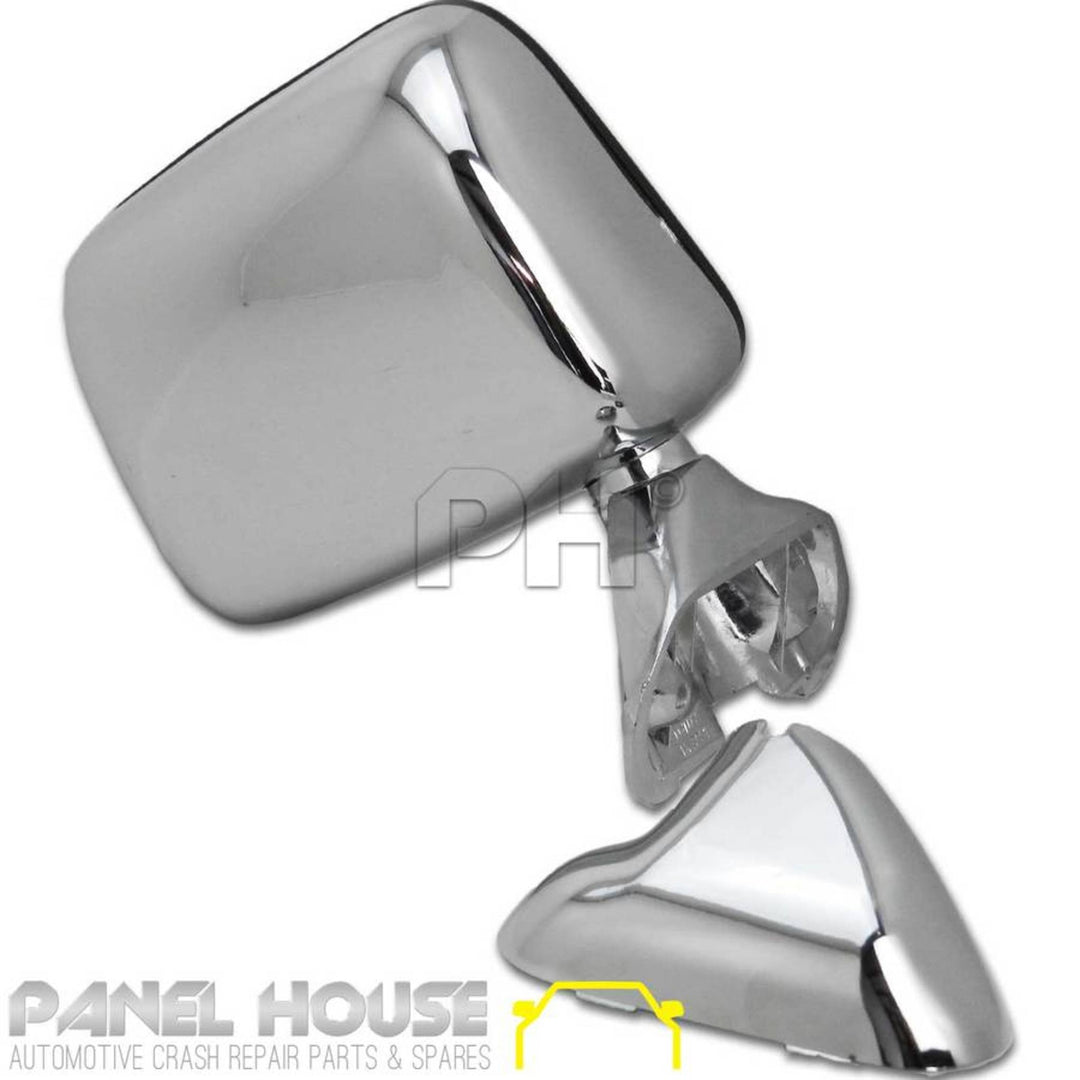 Door Mirror PAIR Chrome Skin Mount With Cap Fits Toyota Hilux 88-97