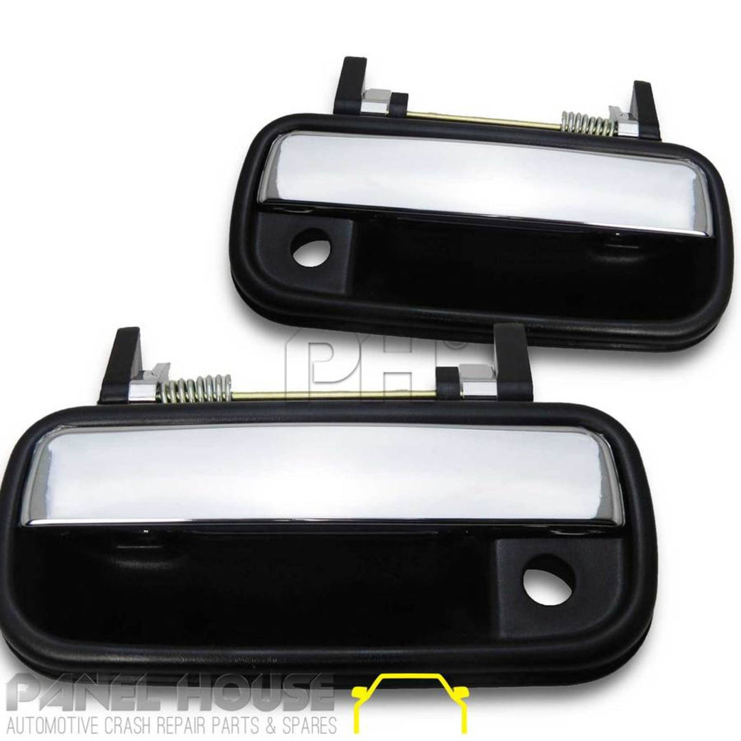 Outer Door Handle SET Chrome & Black Fits Toyota Hilux 1988 - 2005