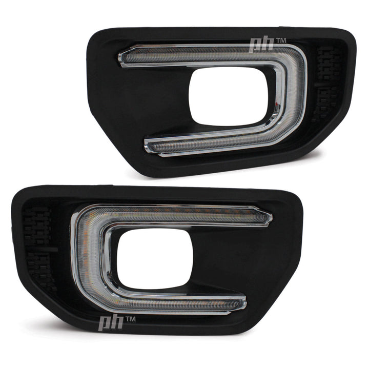 Chrome Trim Fog Light Surrounds With DRL PAIR fits Ford Ranger NEXT GEN 2022- XL XLS XLT Sport