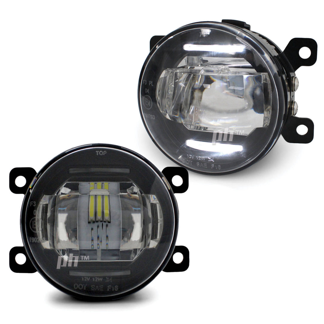 LED Projector Fog Lights With DRL PAIR Universal 90mm Lens
