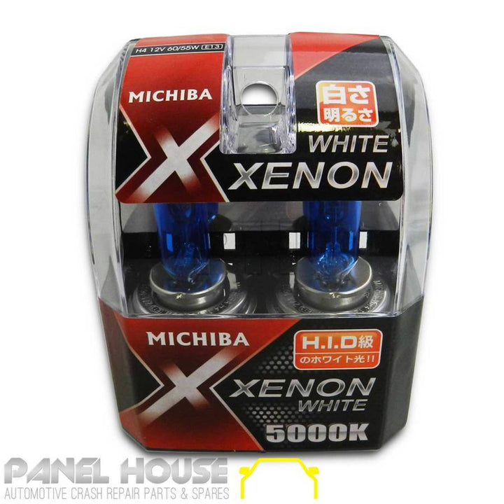 MICHIBA H4 12 V 5000K 60 / 55 W Super White Head Light Bulb Upgrade Pair