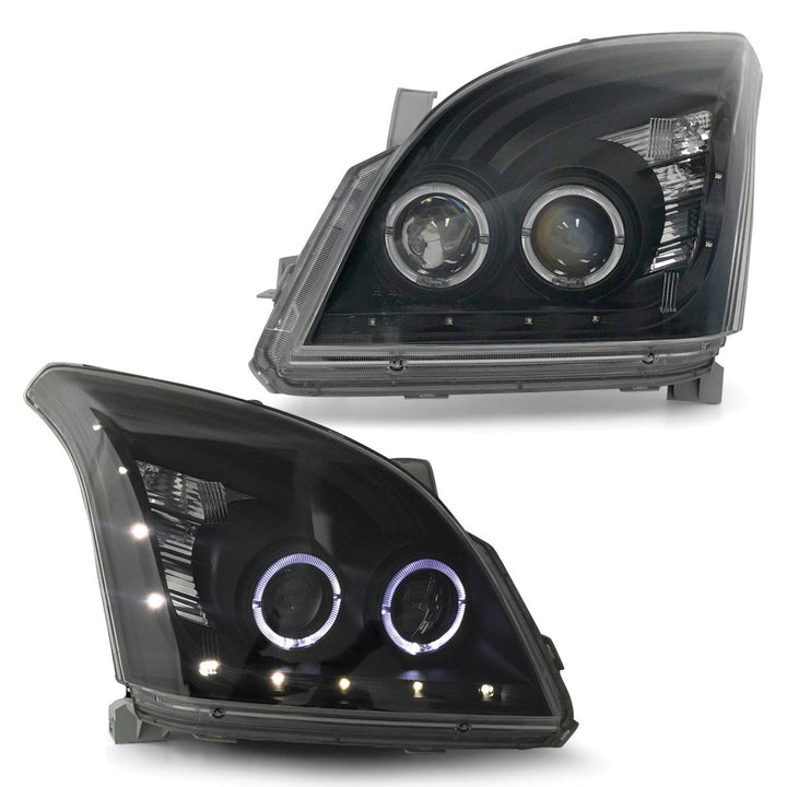 H/LAMP Pair Black with DRL fits PRADO 120 Series 03-09