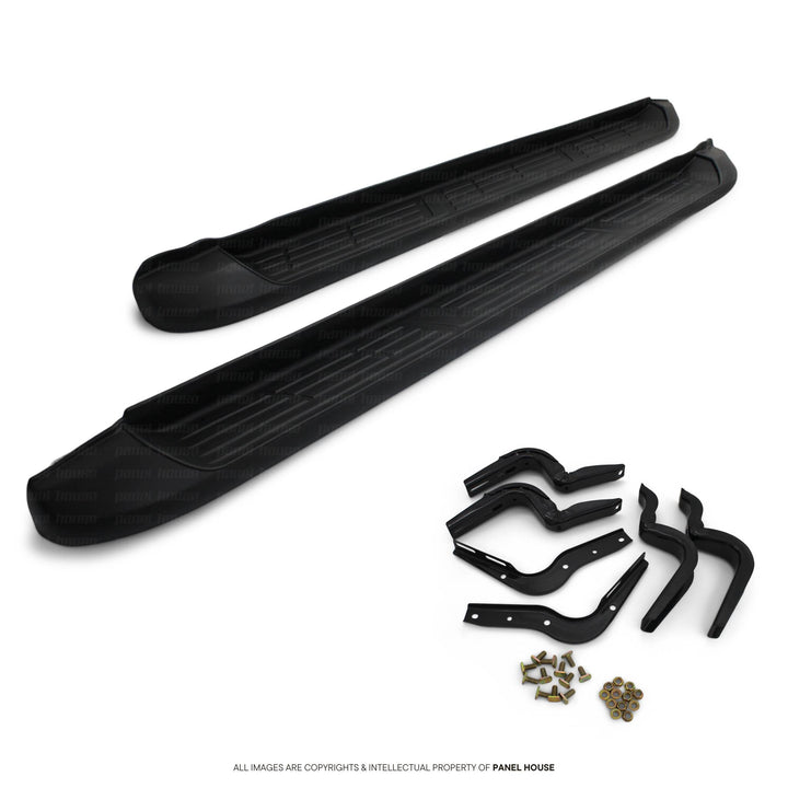 Black Edition Aluminium Side Steps fits Toyota Hilux Dual Cab 4DR N80 2015 - 2025 TRD