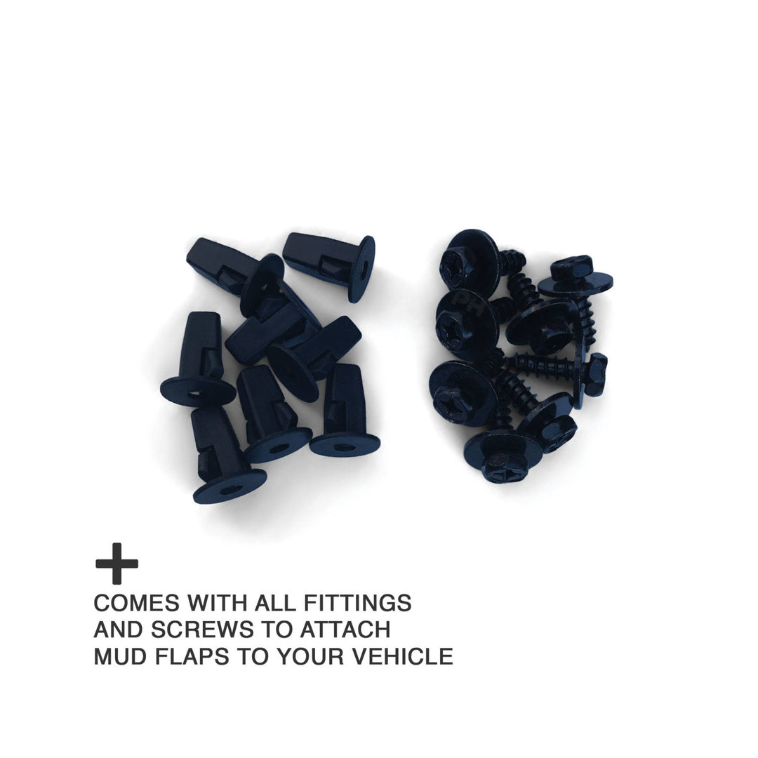 Rear Mud Flaps PAIR Shorter Style & Screws Fits Toyota Hilux 05-14 4WD SR5
